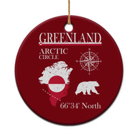 Greenland Arctic Circle Ceramic Ornament Map Compass and Polar Bear Adventure