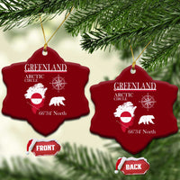 Greenland Arctic Circle Ceramic Ornament Map Compass and Polar Bear Adventure
