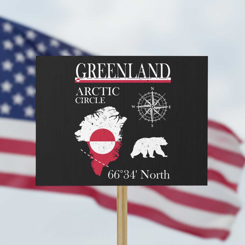 Greenland Arctic Circle Protest Sign Map Compass and Polar Bear Adventure