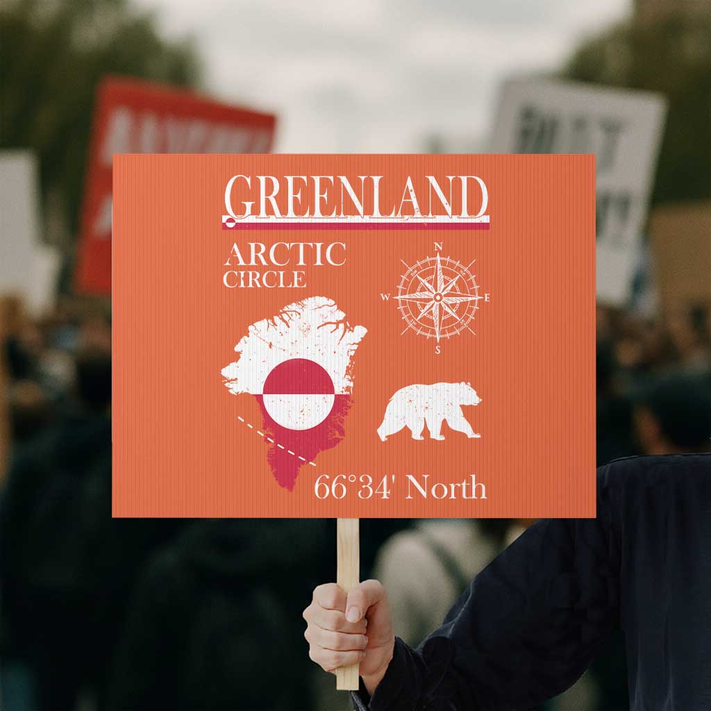 Greenland Arctic Circle Protest Sign Map Compass and Polar Bear Adventure