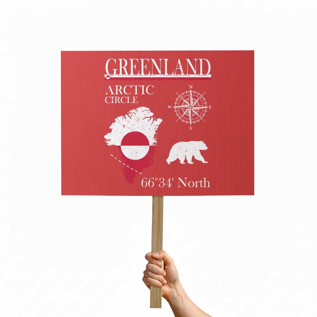 Greenland Arctic Circle Protest Sign Map Compass and Polar Bear Adventure
