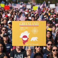 Greenland Arctic Circle Protest Sign Map Compass and Polar Bear Adventure