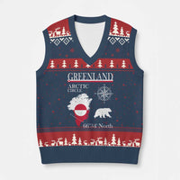 Greenland Arctic Circle V-Neck Knit Sweater Vest Map Compass and Polar Bear Adventure