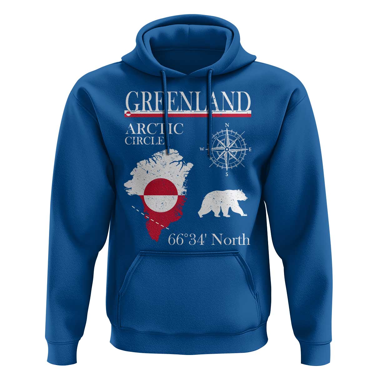 Greenland Arctic Circle Hoodie Map Compass and Polar Bear Adventure