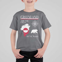 Greenland Arctic Circle T Shirt For Kid Map Compass and Polar Bear Adventure