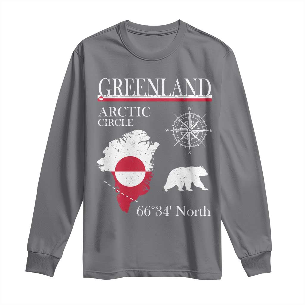 Greenland Arctic Circle Long Sleeve Shirt Map Compass and Polar Bear Adventure