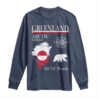Greenland Arctic Circle Long Sleeve Shirt Map Compass and Polar Bear Adventure