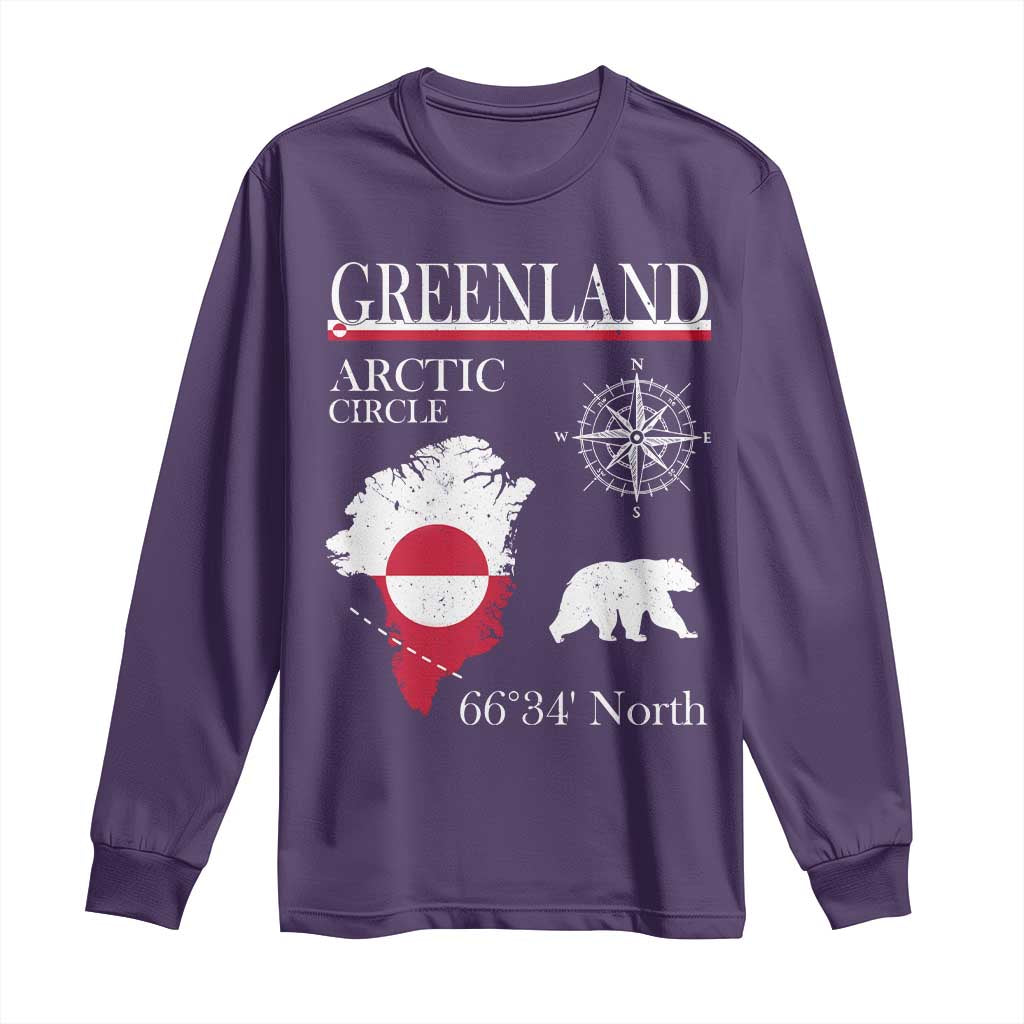 Greenland Arctic Circle Long Sleeve Shirt Map Compass and Polar Bear Adventure