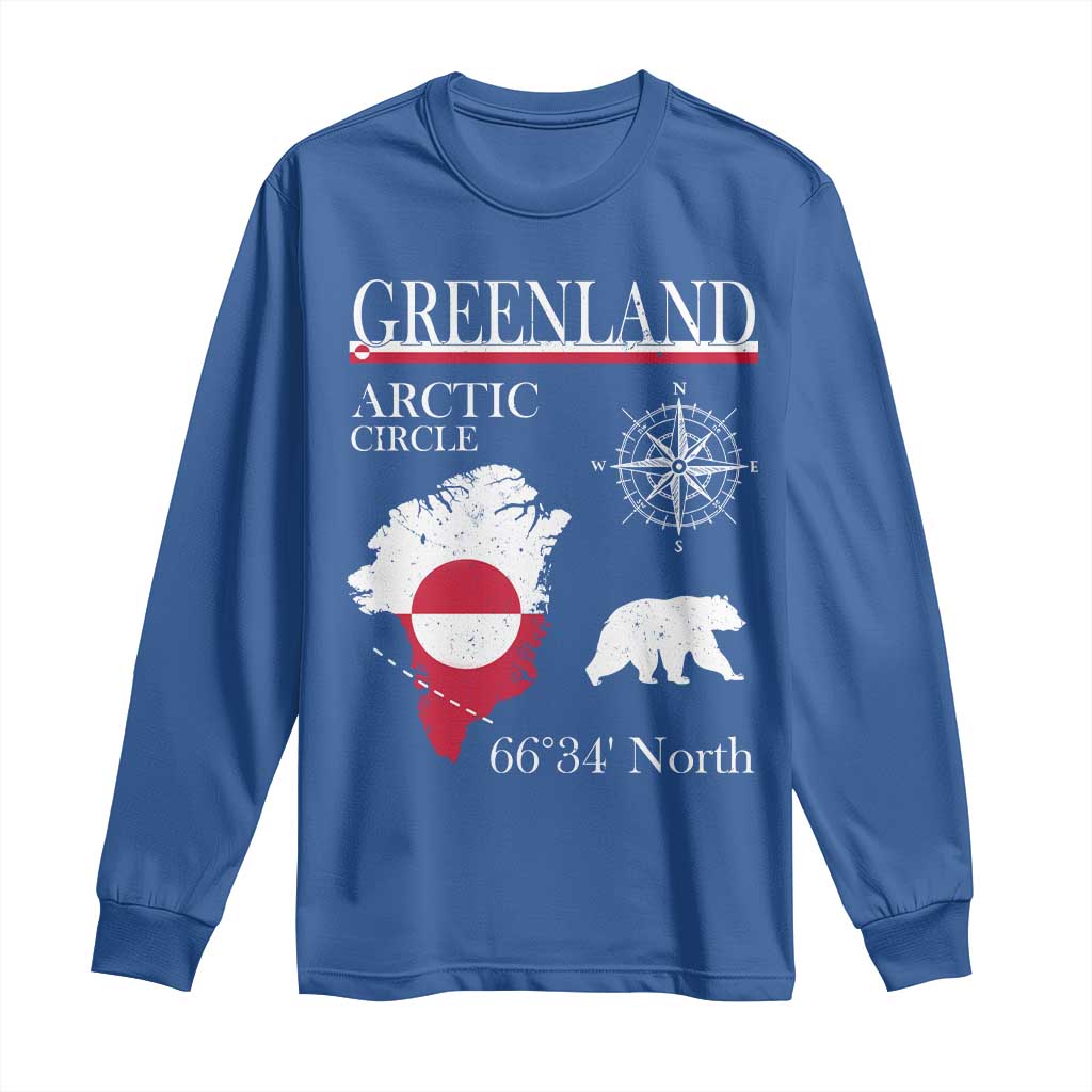 Greenland Arctic Circle Long Sleeve Shirt Map Compass and Polar Bear Adventure