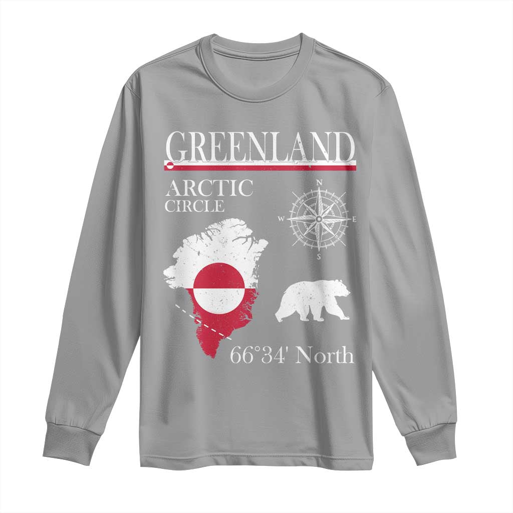 Greenland Arctic Circle Long Sleeve Shirt Map Compass and Polar Bear Adventure