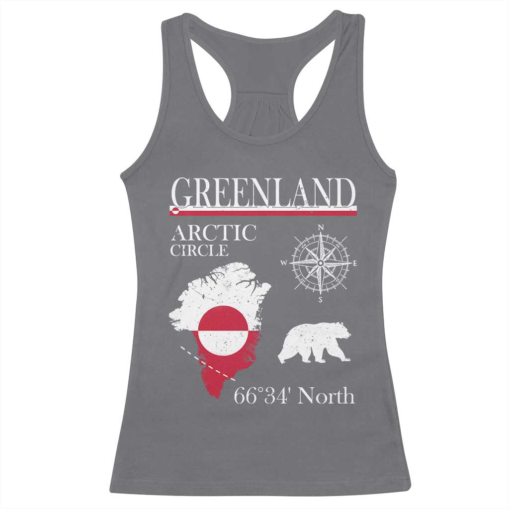 Greenland Arctic Circle Racerback Tank Top Map Compass and Polar Bear Adventure