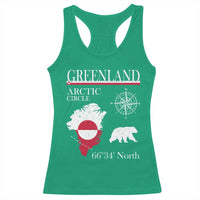 Greenland Arctic Circle Racerback Tank Top Map Compass and Polar Bear Adventure