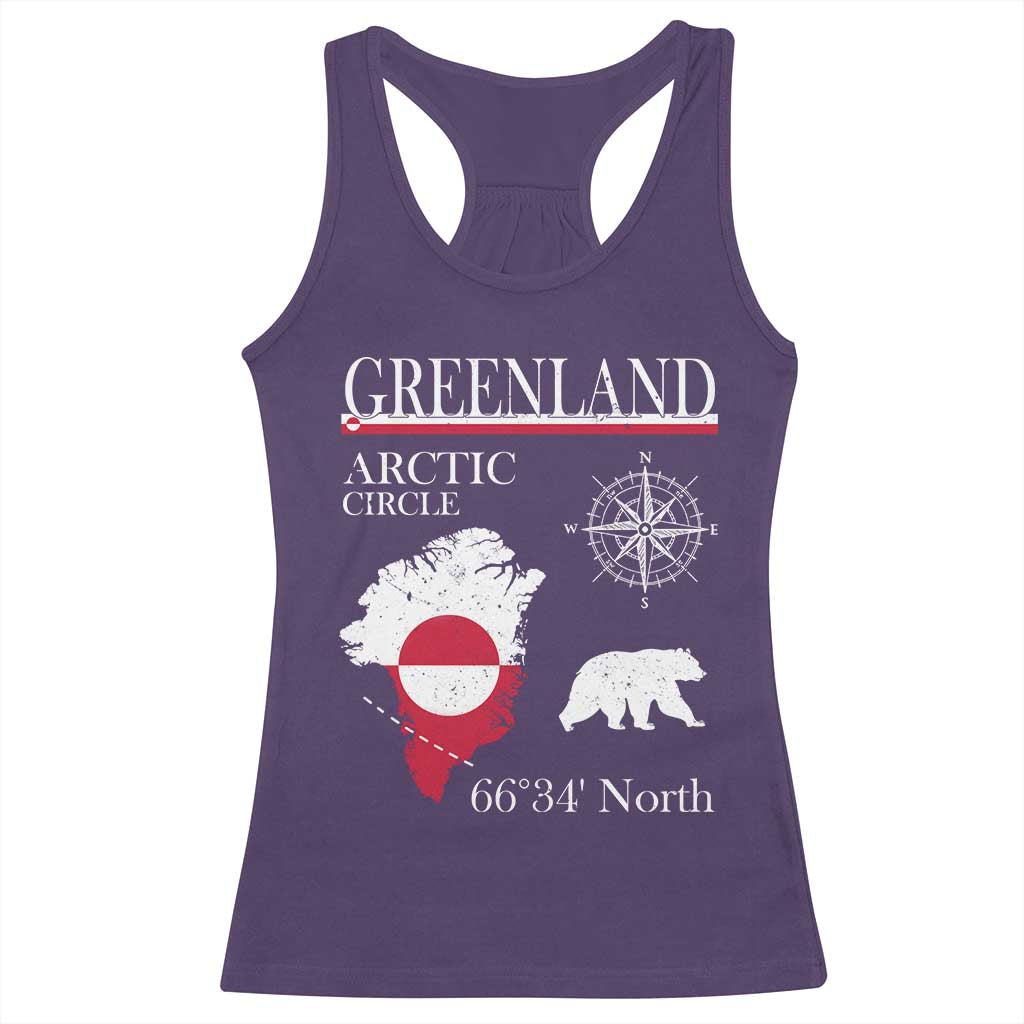Greenland Arctic Circle Racerback Tank Top Map Compass and Polar Bear Adventure
