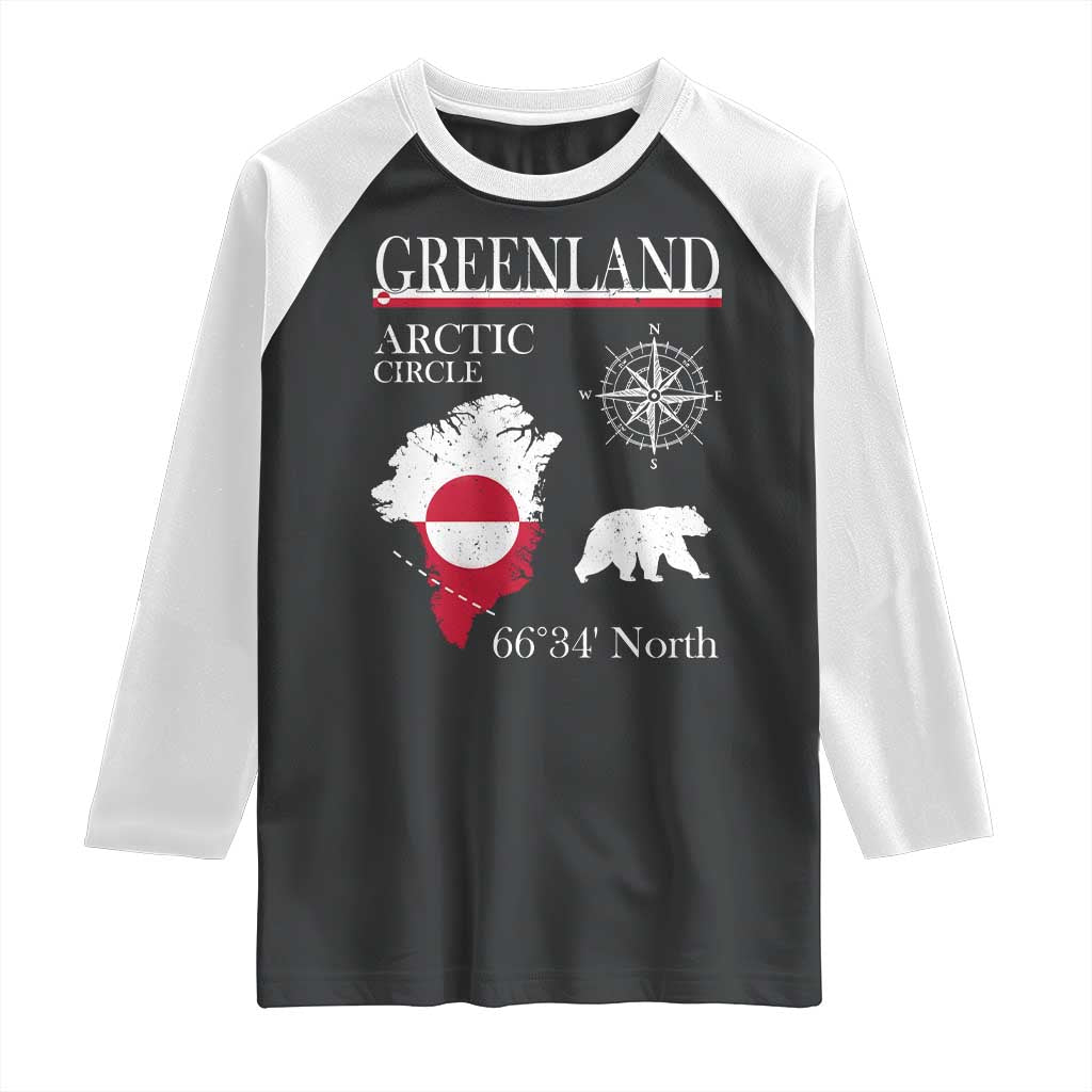 Greenland Arctic Circle Raglan Shirt Map Compass and Polar Bear Adventure