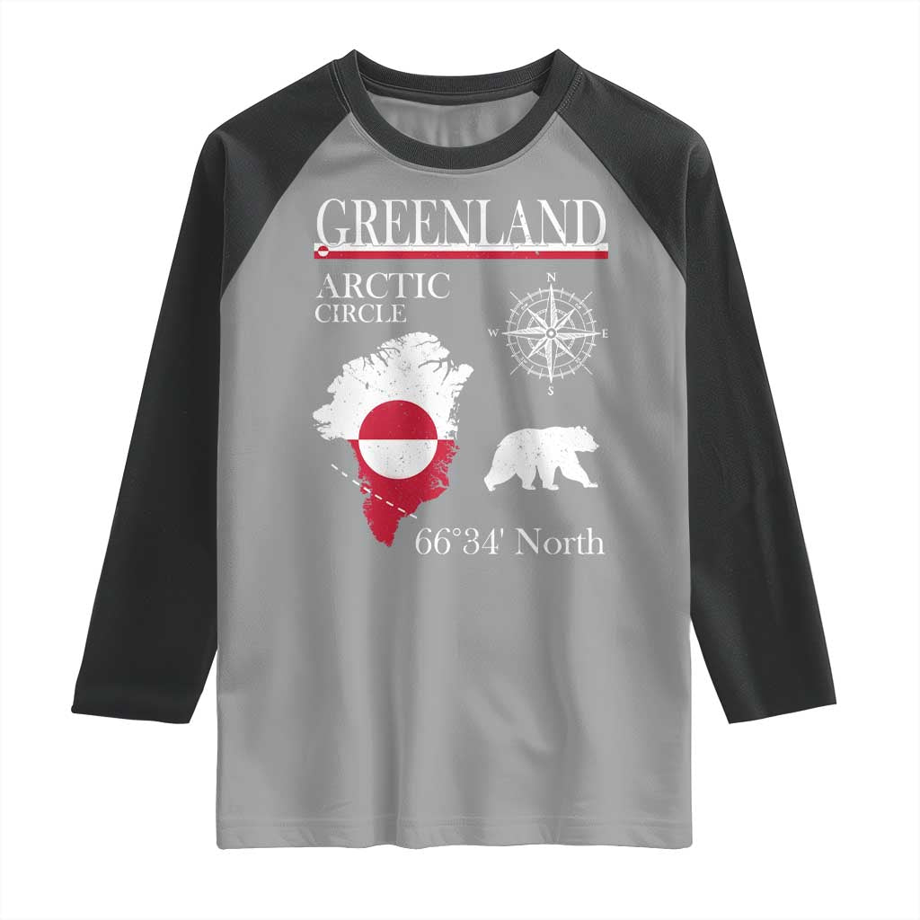 Greenland Arctic Circle Raglan Shirt Map Compass and Polar Bear Adventure