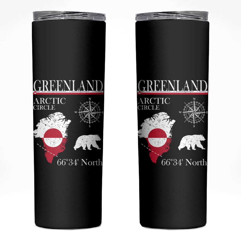 Greenland Arctic Circle Skinny Tumbler Map Compass and Polar Bear Adventure