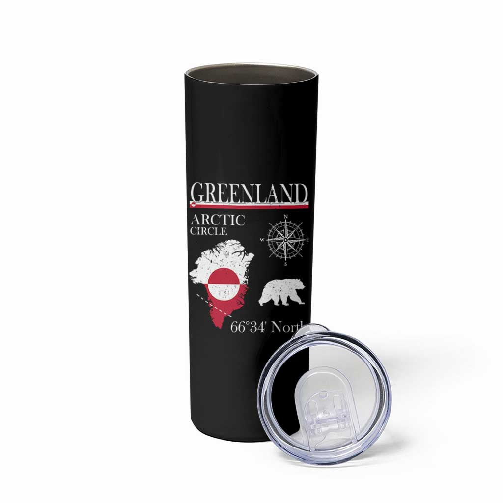 Greenland Arctic Circle Skinny Tumbler Map Compass and Polar Bear Adventure