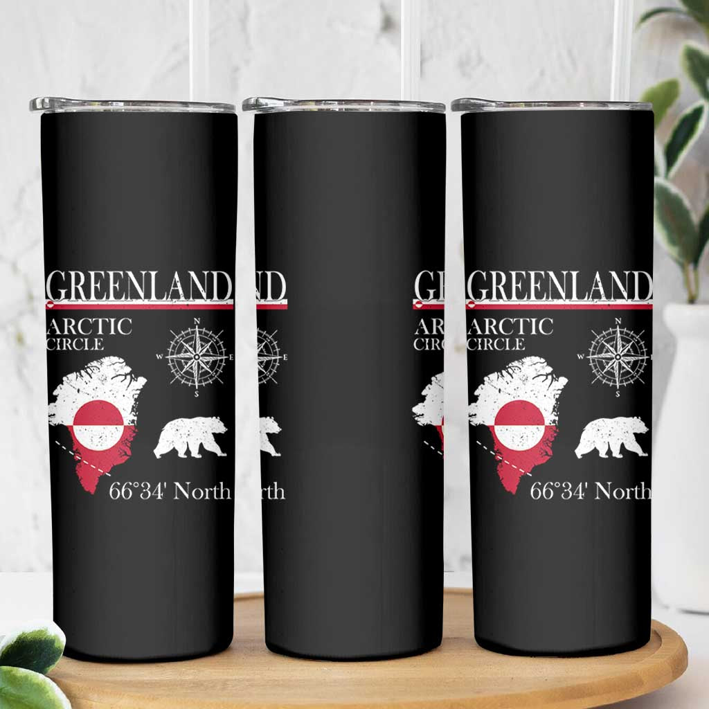 Greenland Arctic Circle Skinny Tumbler Map Compass and Polar Bear Adventure