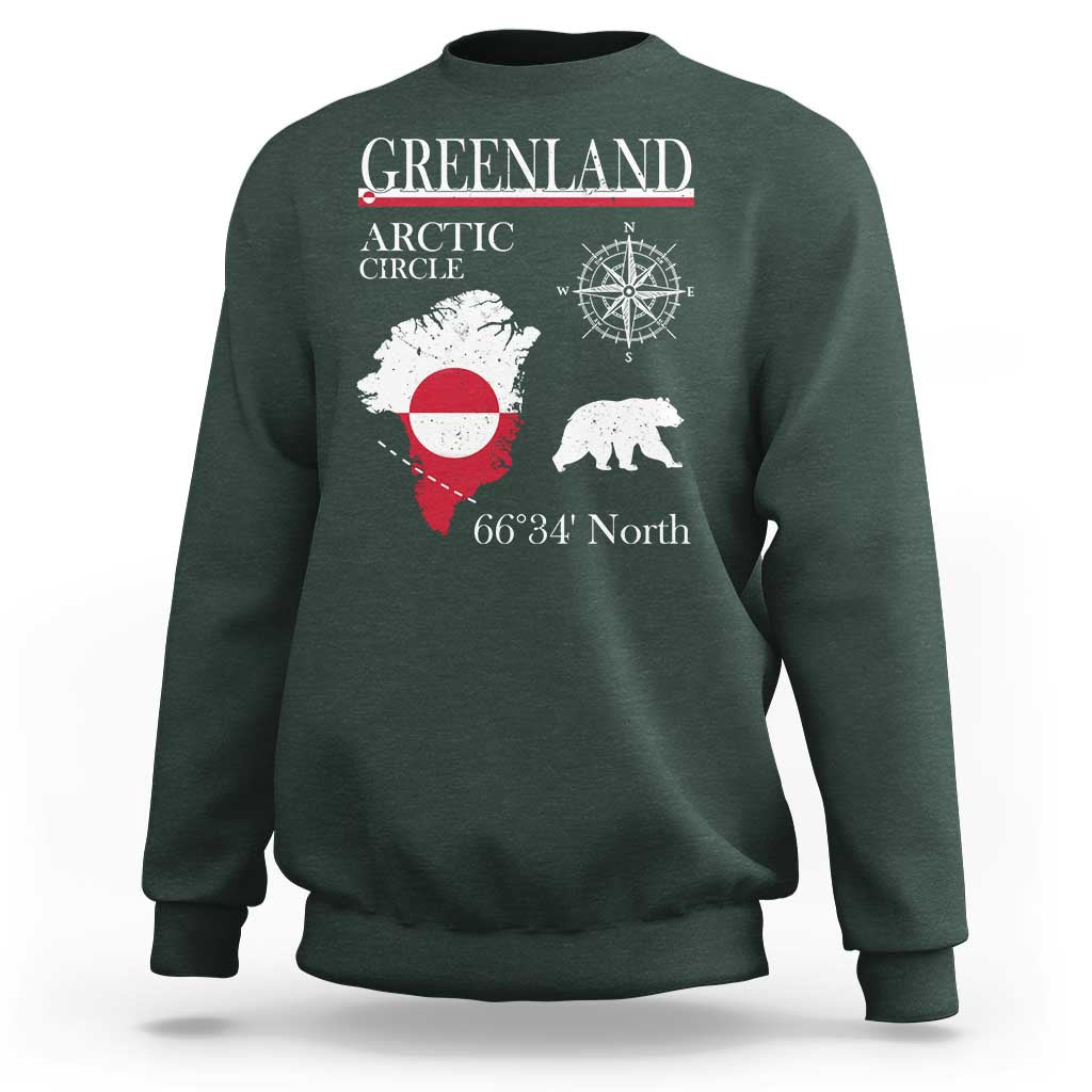 Greenland Arctic Circle Sweatshirt Map Compass and Polar Bear Adventure