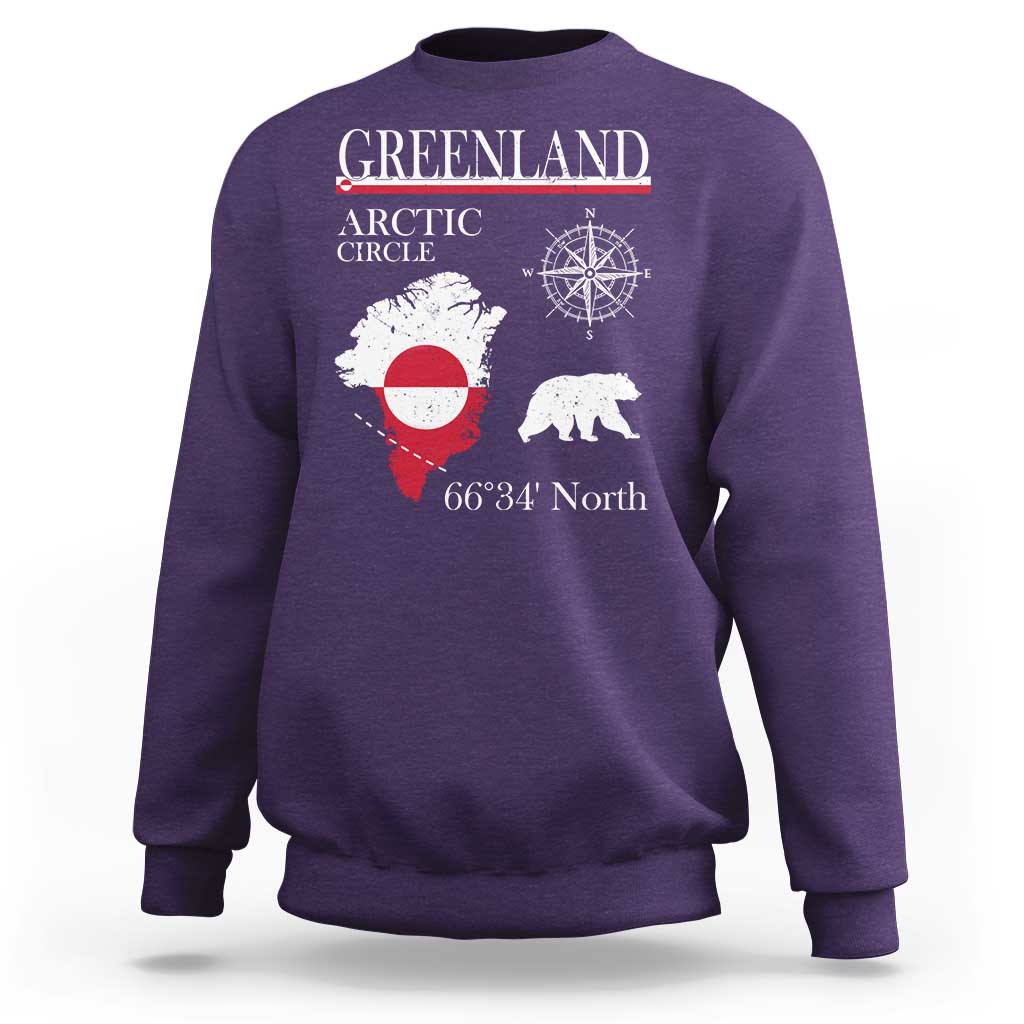 Greenland Arctic Circle Sweatshirt Map Compass and Polar Bear Adventure