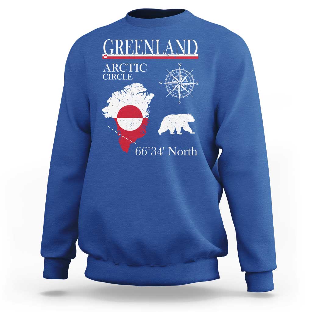 Greenland Arctic Circle Sweatshirt Map Compass and Polar Bear Adventure