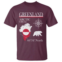 Greenland Arctic Circle T Shirt Map Compass and Polar Bear Adventure