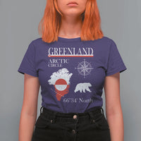 Greenland Arctic Circle T Shirt For Women Map Compass and Polar Bear Adventure