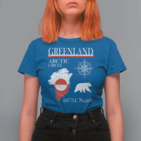 Greenland Arctic Circle T Shirt For Women Map Compass and Polar Bear Adventure