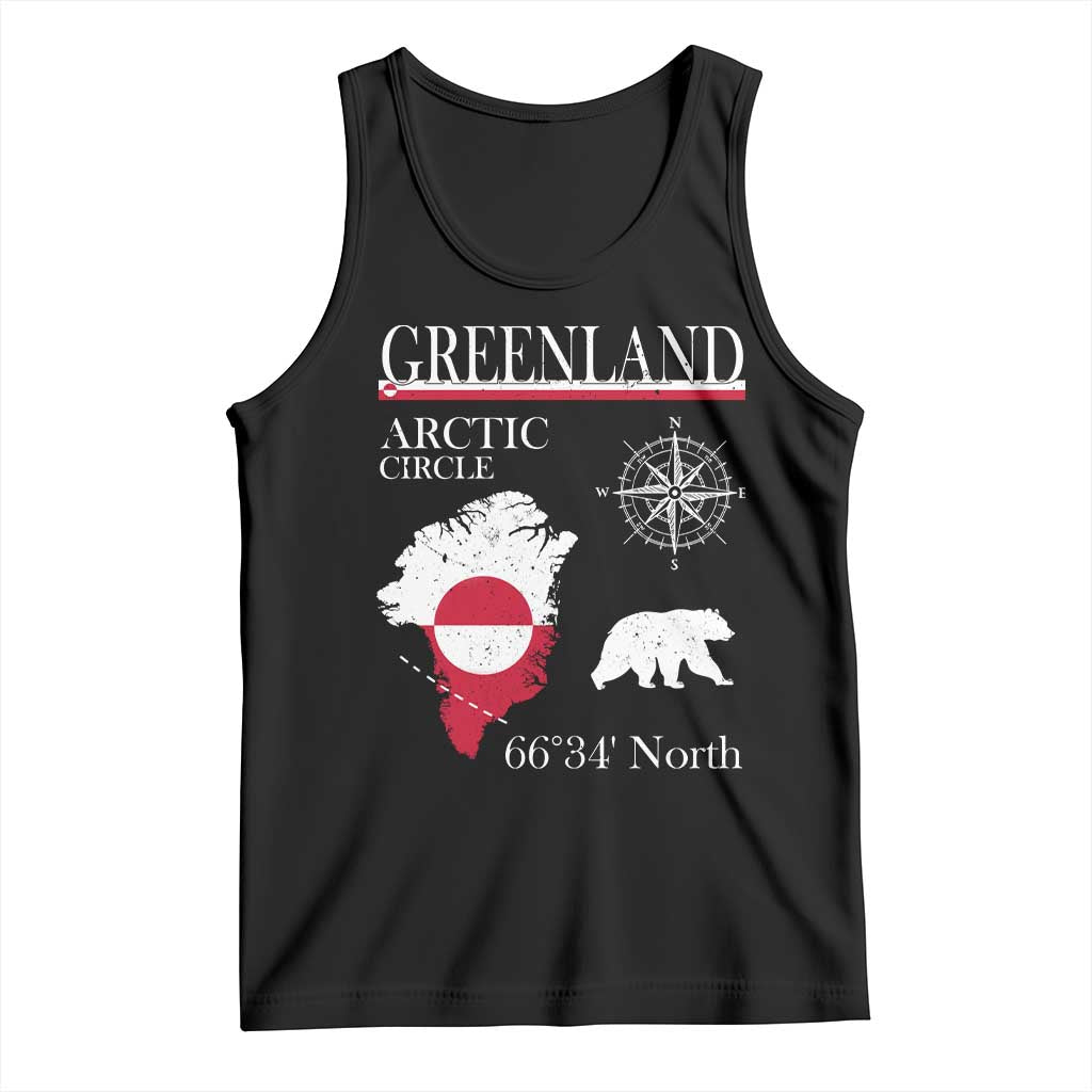 Greenland Arctic Circle Tank Top Map Compass and Polar Bear Adventure