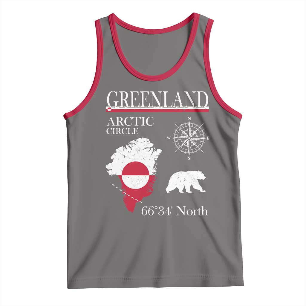 Greenland Arctic Circle Tank Top Map Compass and Polar Bear Adventure