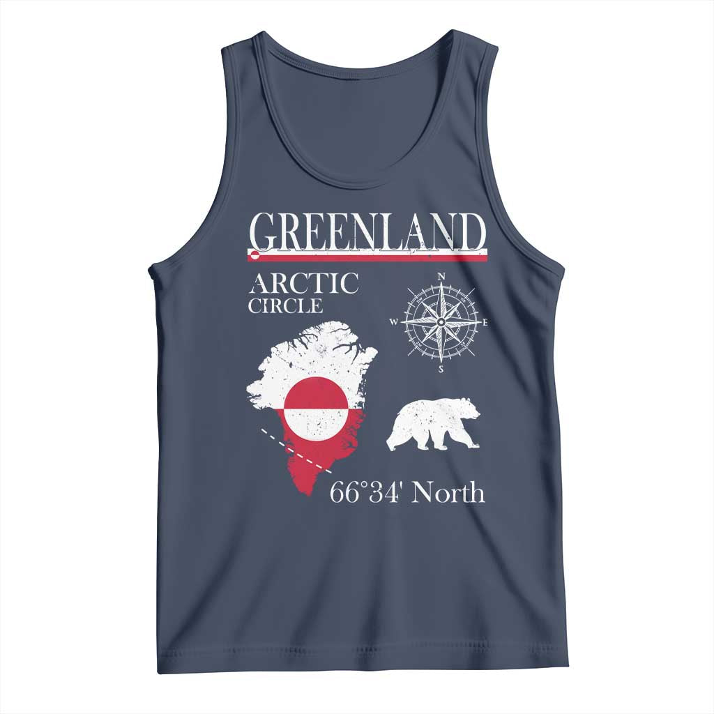 Greenland Arctic Circle Tank Top Map Compass and Polar Bear Adventure