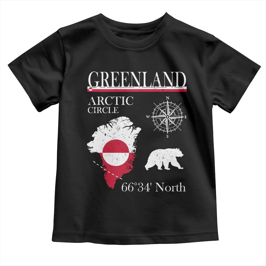 Greenland Arctic Circle Toddler T Shirt Map Compass and Polar Bear Adventure