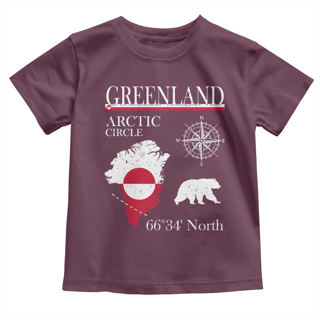 Greenland Arctic Circle Toddler T Shirt Map Compass and Polar Bear Adventure