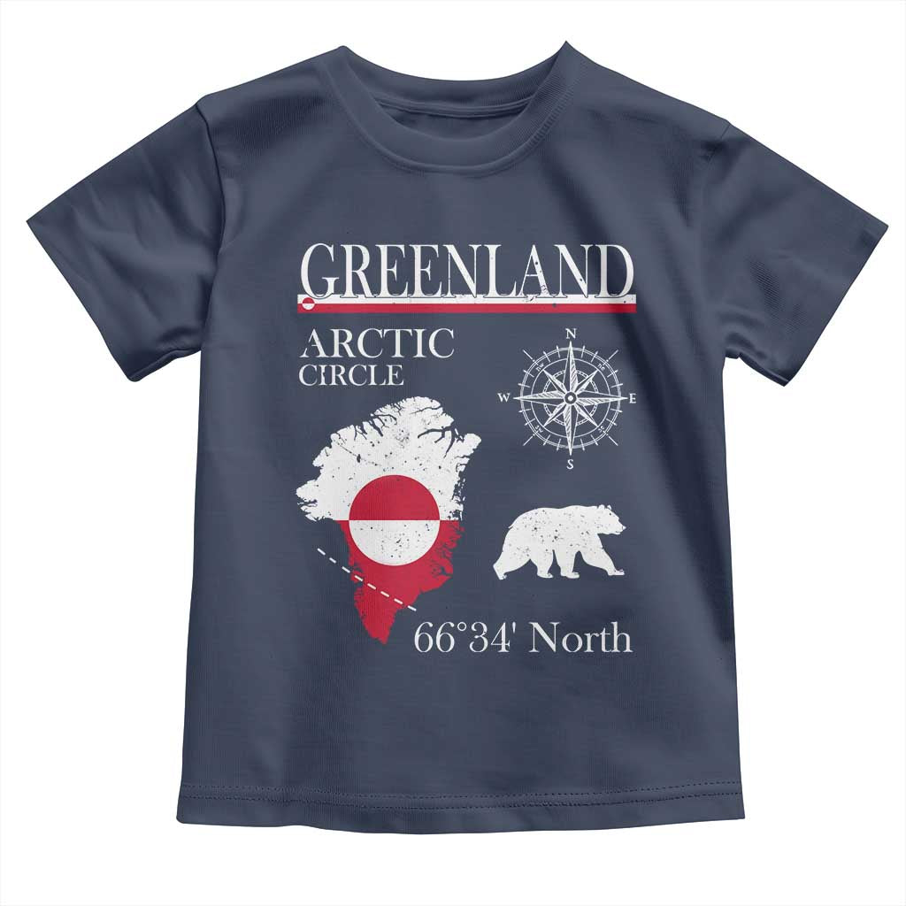 Greenland Arctic Circle Toddler T Shirt Map Compass and Polar Bear Adventure