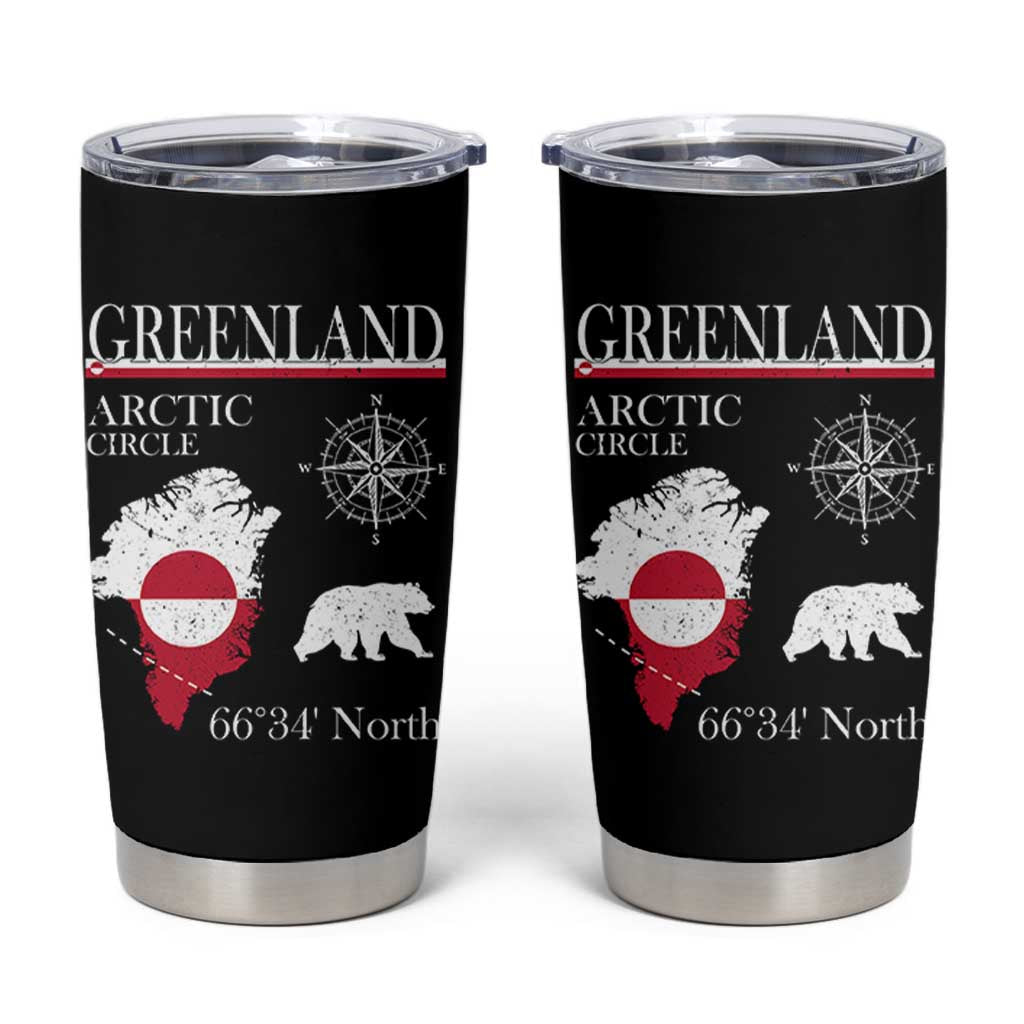 Greenland Arctic Circle Tumbler Cup Map Compass and Polar Bear Adventure