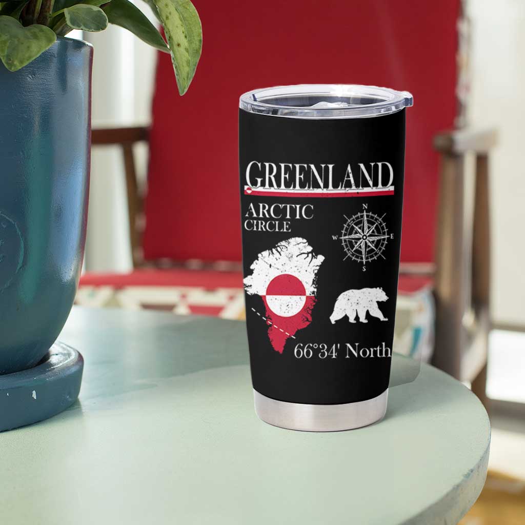 Greenland Arctic Circle Tumbler Cup Map Compass and Polar Bear Adventure