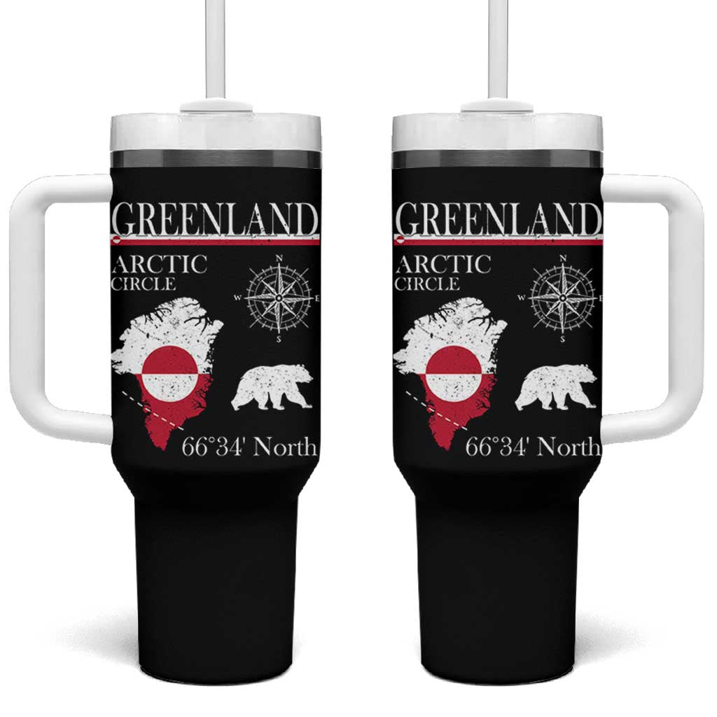 Greenland Arctic Circle Tumbler With Handle Map Compass and Polar Bear Adventure