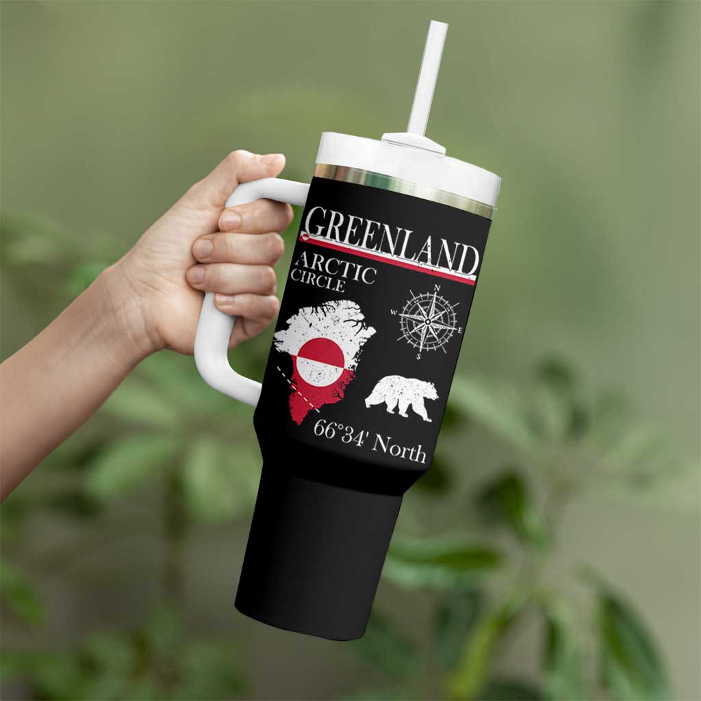Greenland Arctic Circle Tumbler With Handle Map Compass and Polar Bear Adventure