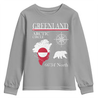 Greenland Arctic Circle Youth Sweatshirt Map Compass and Polar Bear Adventure