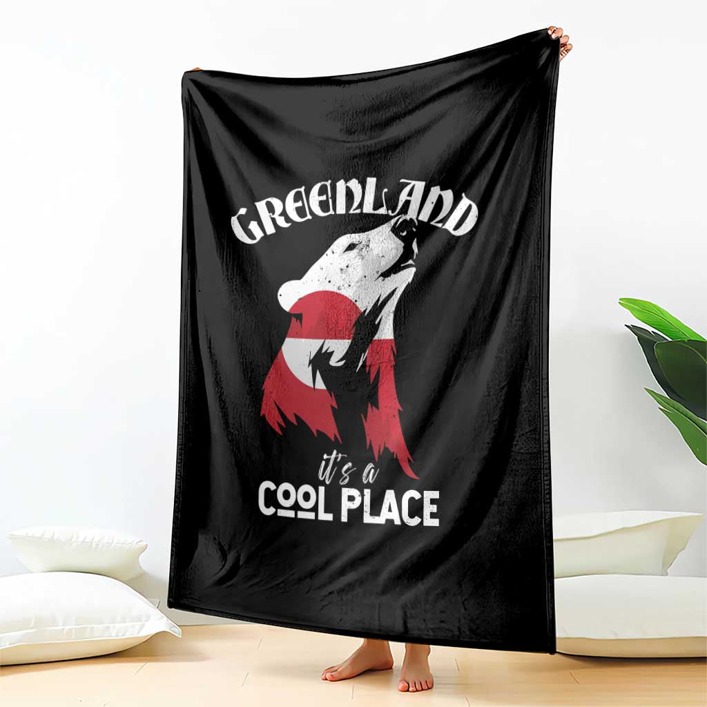 Polar Bear Greenland Flag Graphic Throw Blanket It's a Cool Place Arctic Circle