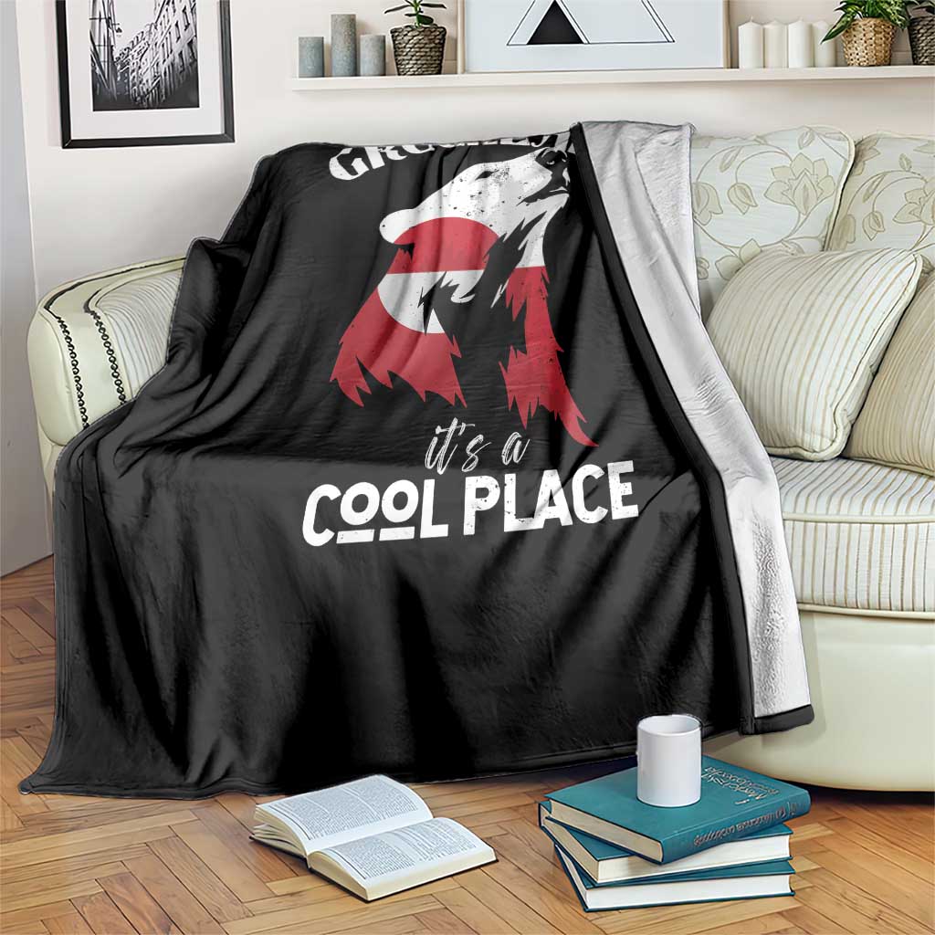 Polar Bear Greenland Flag Graphic Throw Blanket It's a Cool Place Arctic Circle