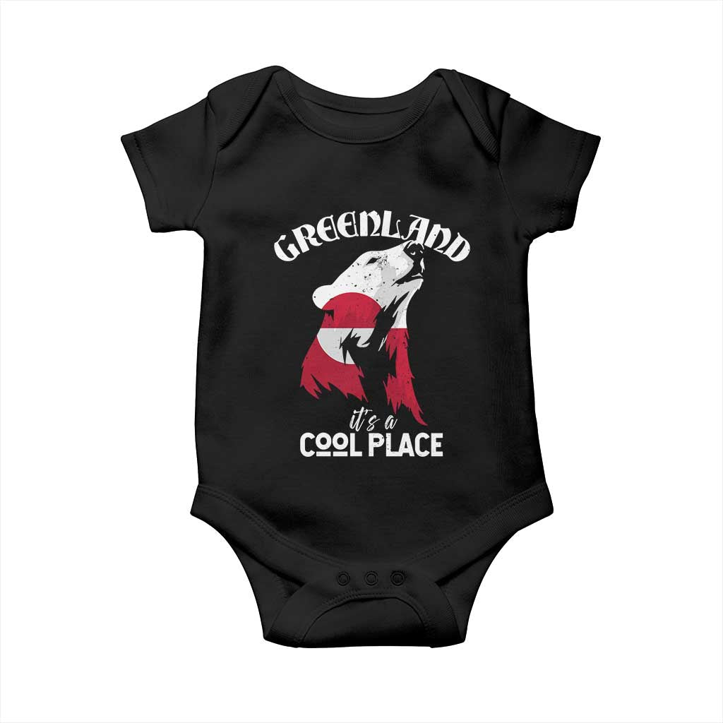 Polar Bear Greenland Flag Graphic Baby Onesie It's a Cool Place Arctic Circle