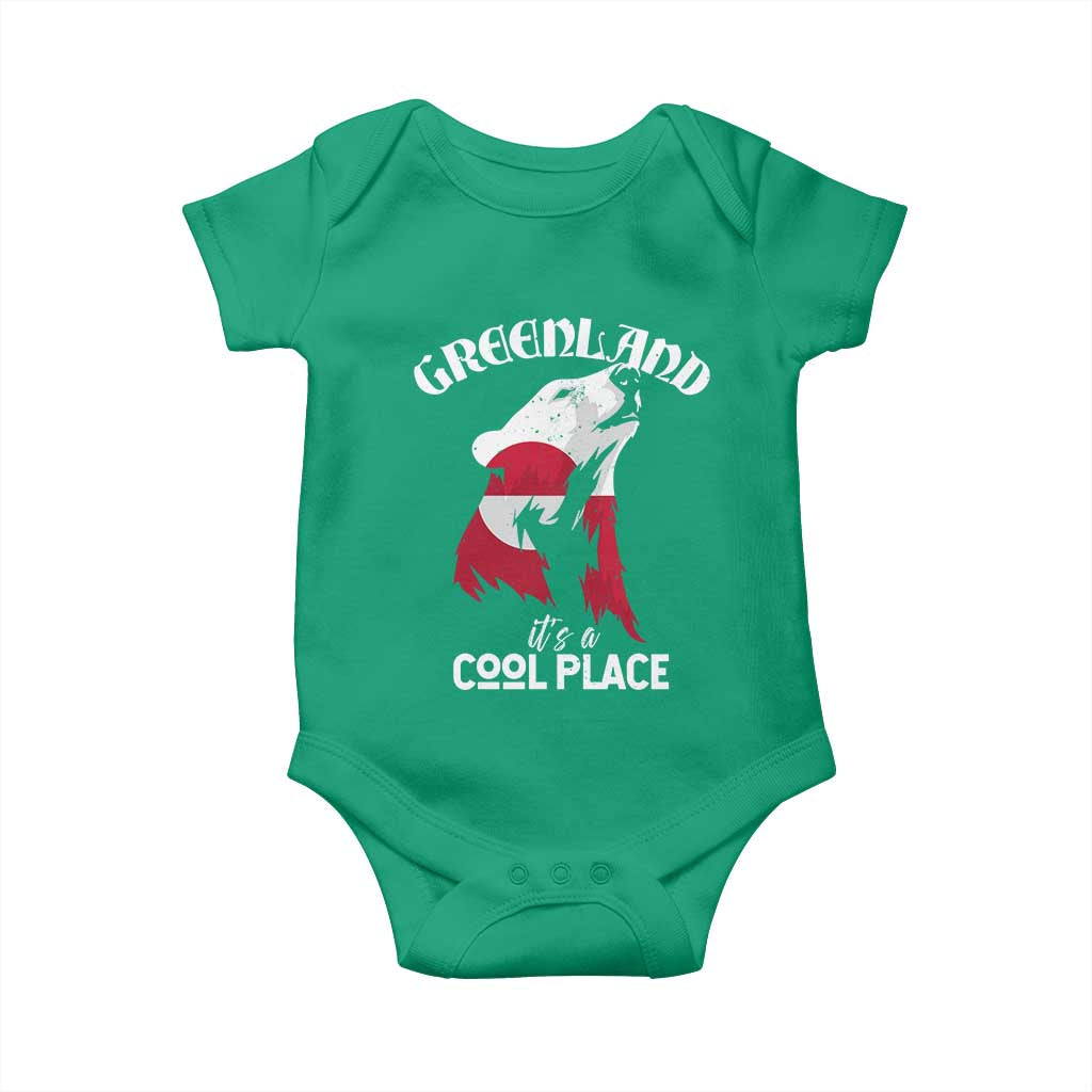Polar Bear Greenland Flag Graphic Baby Onesie It's a Cool Place Arctic Circle