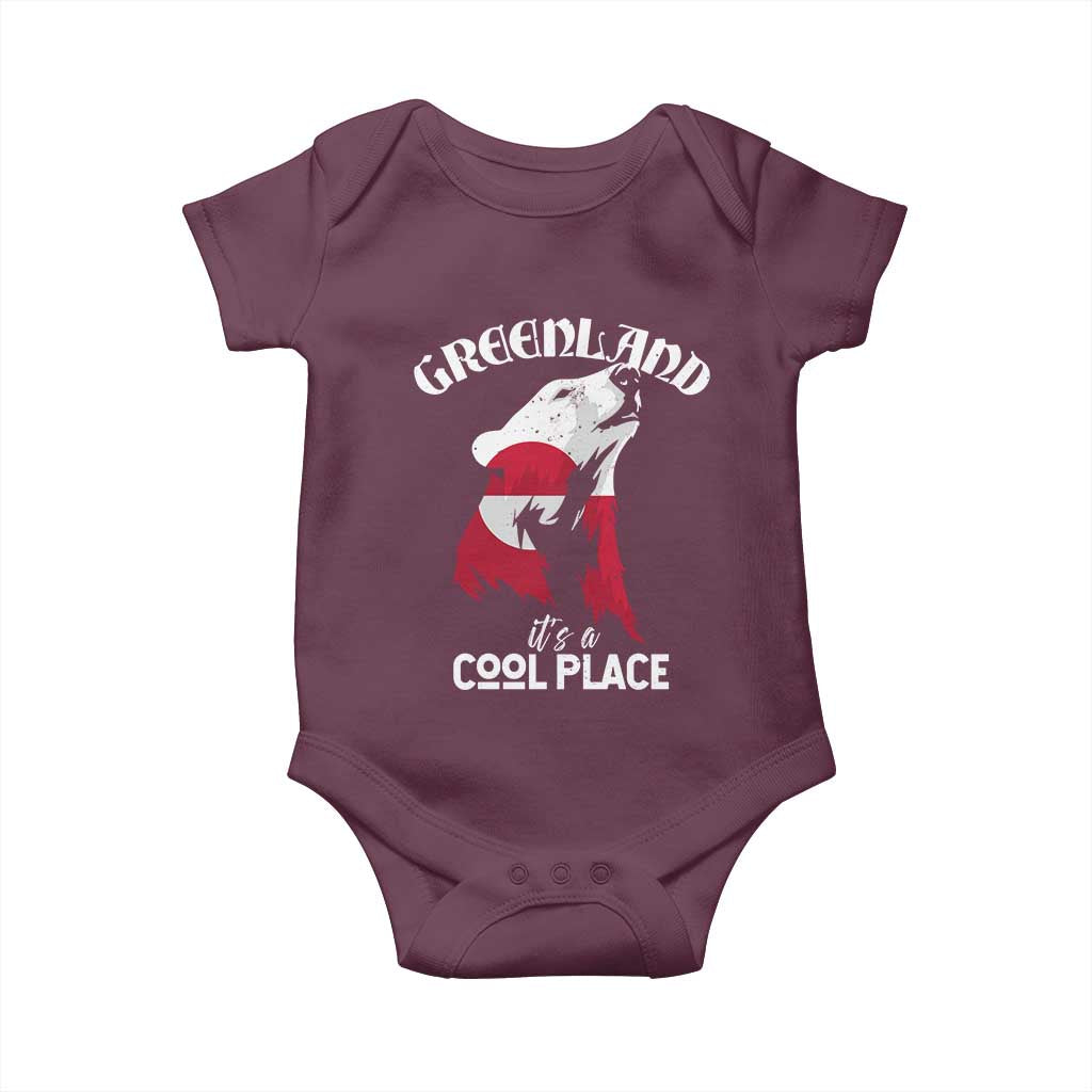 Polar Bear Greenland Flag Graphic Baby Onesie It's a Cool Place Arctic Circle