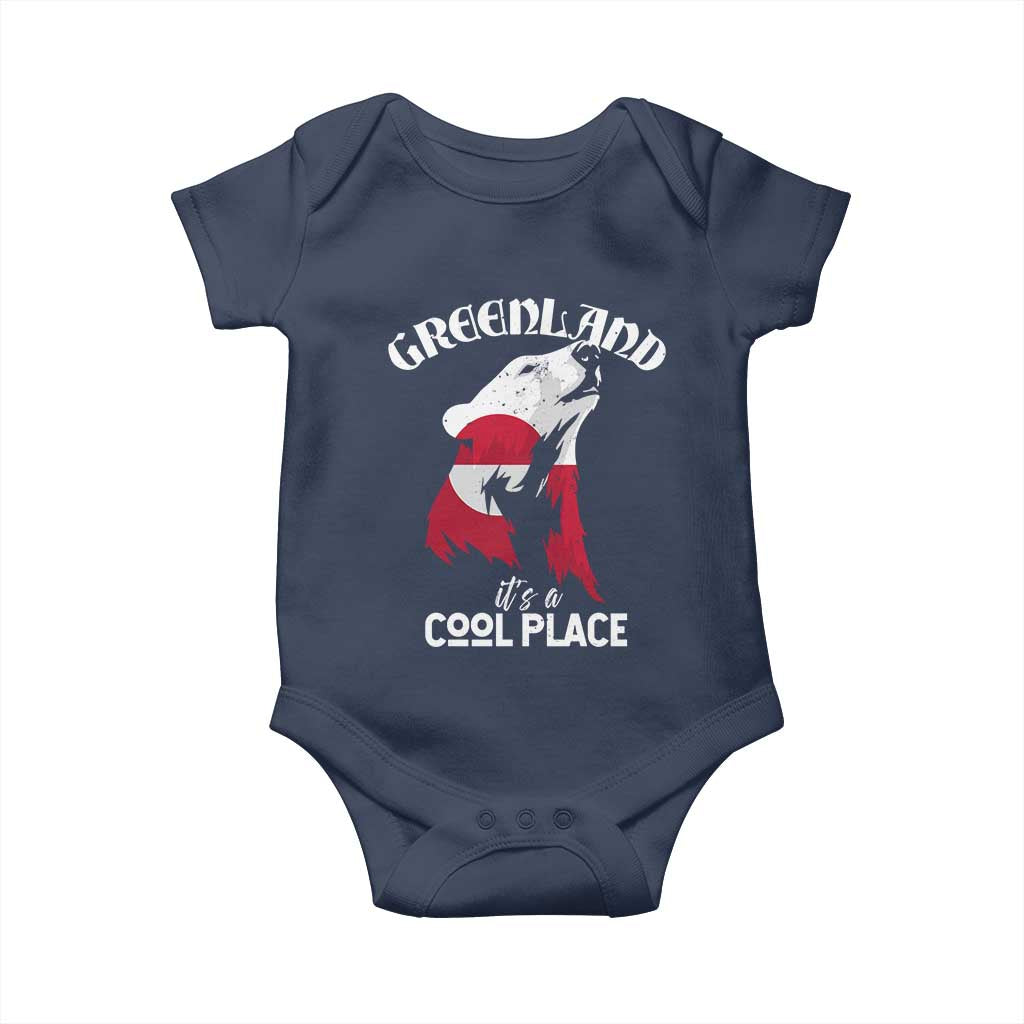 Polar Bear Greenland Flag Graphic Baby Onesie It's a Cool Place Arctic Circle