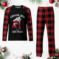 Polar Bear Greenland Flag Graphic Plaid Pajama Set It's a Cool Place Arctic Circle