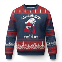 Polar Bear Greenland Flag Graphic Ugly Christmas Sweater It's a Cool Place Arctic Circle