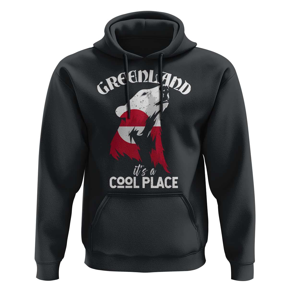 Polar Bear Greenland Flag Graphic Hoodie It's a Cool Place Arctic Circle