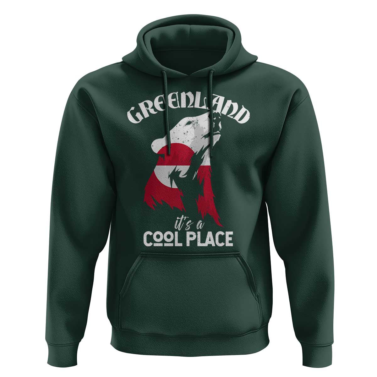 Polar Bear Greenland Flag Graphic Hoodie It's a Cool Place Arctic Circle