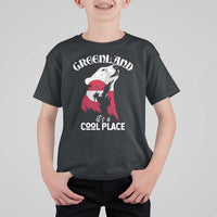 Polar Bear Greenland Flag Graphic T Shirt For Kid It's a Cool Place Arctic Circle